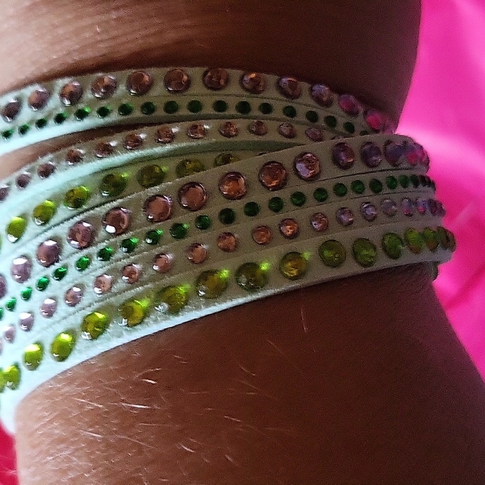 Green double wrap slake bracelet